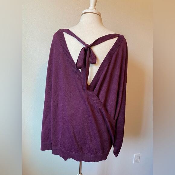 Roaman's NWOT Glam Occasion Open Back Purple Metallic Fleck Long Knit Sweater 1X - Picture 6 of 10